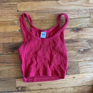 TNA Vibrant Red Ribbed Cropped Tank